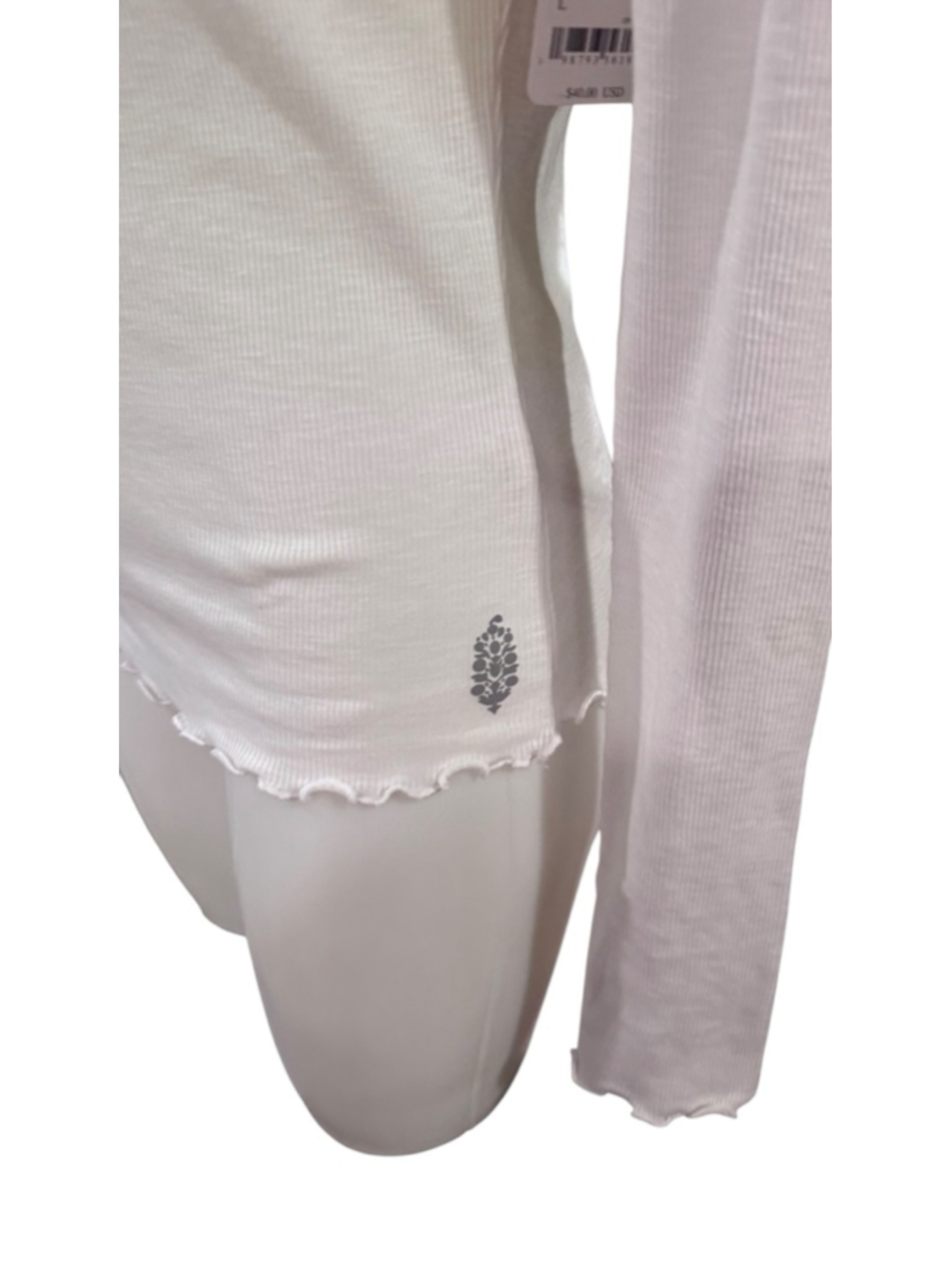 Women's Free People breathe easy Long Sleeve Tee White L q5 - Picture 3 of 4